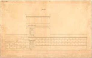 Gärtner, Friedrich von; Aschaffenburg; Pompejanisches Haus (Pompejanum) - Ostfassade (Aufriss)