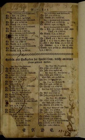 Episteln und Evangelien der Apostel-Tage, welche an einigen Orten gefeyert werden.