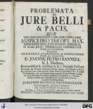 Problemata De Jure Belli & Pacis