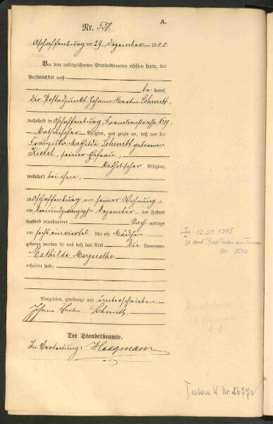Standesamtsbuch der Stadt Aschaffenburg: Geburten 365/1900 - 184/1901
