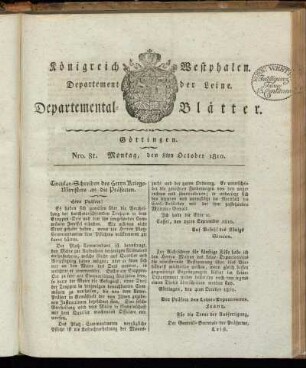 Nro. 81. Montag, den 8ten October 1810 [-] Nro. 90. Donnerstag, den 8ten Noverber 1810