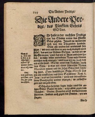 Die Andere Predigt/ des Fünfften Gebots Gottes.