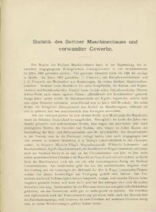 Statistik des Berliner Maschinenbaues und verwandter Gewerbe