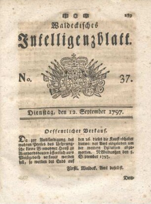 No. 37, Dienstag, den 12. September 1797