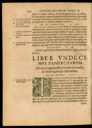 Liber Undecimus Pandectarum.