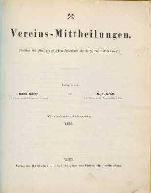 Oesterreichische Zeitschrift für Berg- und Hüttenwesen. Vereins-Mittheilungen. 14. 1895
