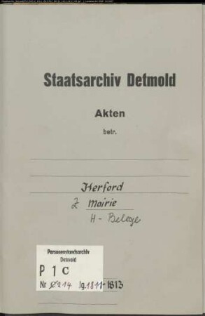 Belegakten zum Heiratsregister der Mairie Herford, Kreis Herford (1811-1813)