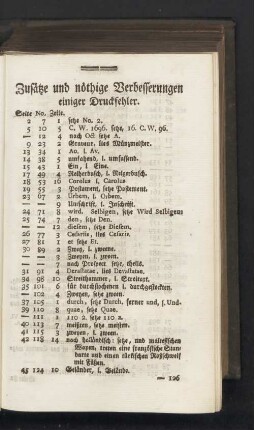 Zusätze und nöthige Verbesserungen einiger Druckfehler