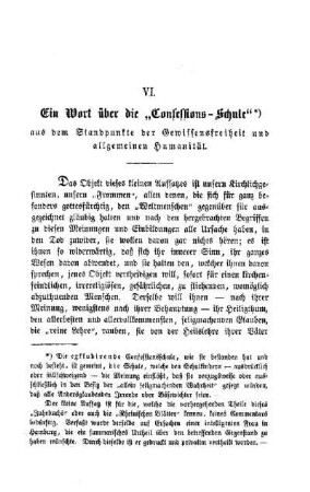 Ein Wort über die "Confessions-Schule" aus dem Standpunkte der Gewissensfreihei und allgemeinen Humanität