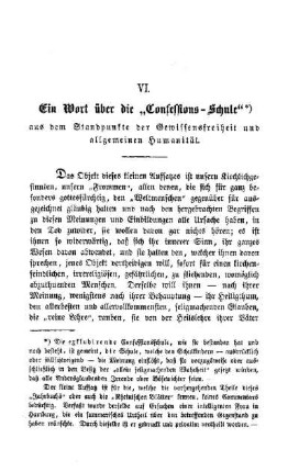 Ein Wort über die "Confessions-Schule" aus dem Standpunkte der Gewissensfreihei und allgemeinen Humanität