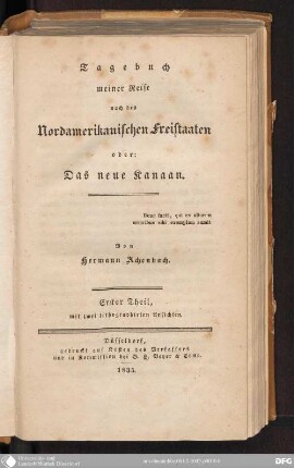 1: Tagebuch meiner Reise nach den Nordamerikanischen Freistaaten oder: Das neue Kanaan