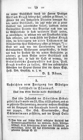3. Nachrichten vom Fortgang der Bibelgesellschaft in Dänemark.