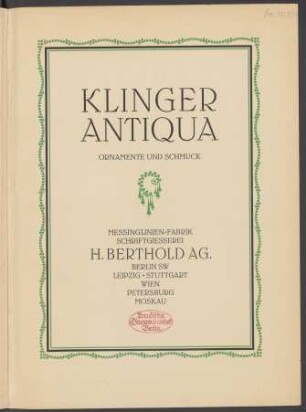 Klinger Antiqua : Ornamente und Schmuck