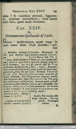 Cap. XXIV. de Germanorum Spectaculis & Ludis