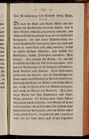 Die Bereicherung des Bodens durch Ruhe