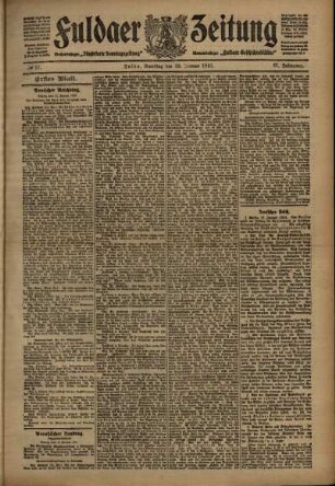 Erste Ausgabe vom Samstag, den 22. Januar 1910.