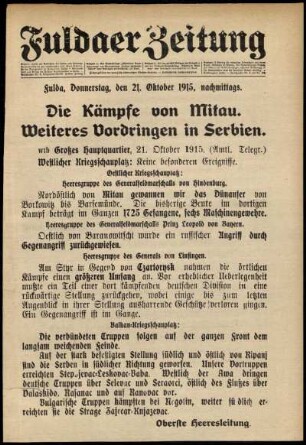 Ausgabe vom Donnerstag, den 21. Oktober 1915.