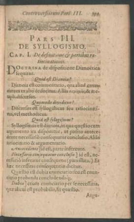 Cap. I. De definitione et partibus ratiocinationis.