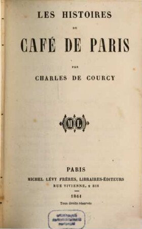 Les histoires du café de Paris