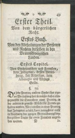 Erster Theil. Von dem bürgerlichen Recht