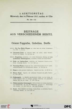 Orient-Teppiche, Gobelins, Stoffe (Nr. 500-542)