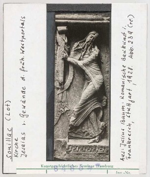 Souillac, Kirche: Gewände des früheren Westportals, Prophet Jesaias