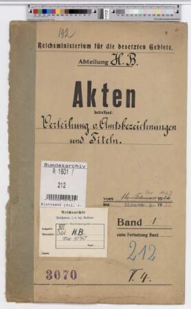 Verleihung von Amtsbezeichnungen und Titeln
