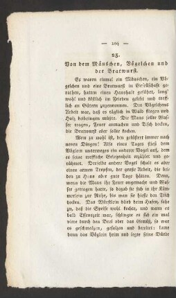 23. Von dem Mäuschen, Vögelchen und der Bratwurst.