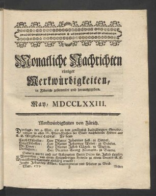 May, MDCCLXXIII