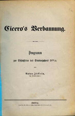 Cicero's Verbannung