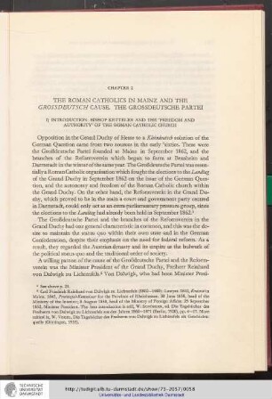 Chapter 2: The Roman Catholics in Mainz and the Großdeutsch cause. The Großdeutsche Partei