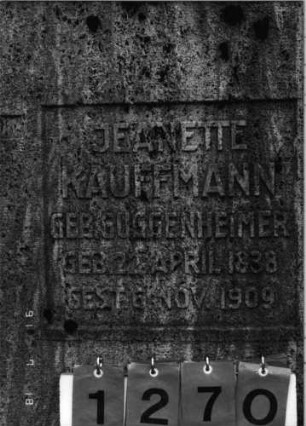 Grabstein 1270 [Hahn S. 116 Grab-Nr. 1847]: Grabstein 1270 (Detailaufnahme) [Hahn S. 116 Grab-Nr. 1847]