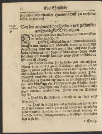 III. Von des gegenwertigen Leydens und zukünfftiger HerrligkeitUngleichheit.