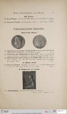 Schweizerische Künstler (Nr. 260 - 268)