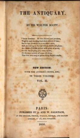 The Antiquary : in three volumes, 2
