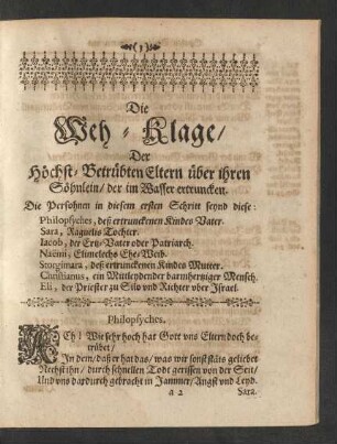 Die Weh-Klage/ [...]