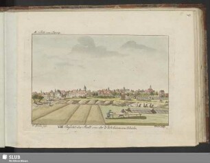 II. Suite von Leipzig. VIII. Ansicht der Stadt von der Wachsleinewandbleiche / ed. Geisler jun. Weise sculp.