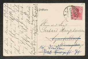 Brief von Heinrich Grünfeld an Gerhart Hauptmann