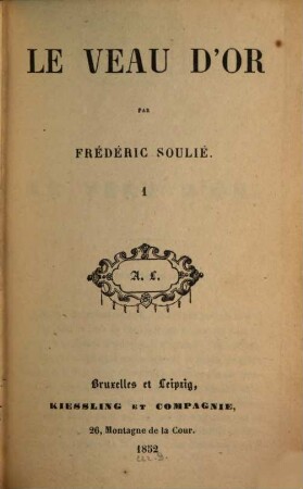 Le veau d'or, 1