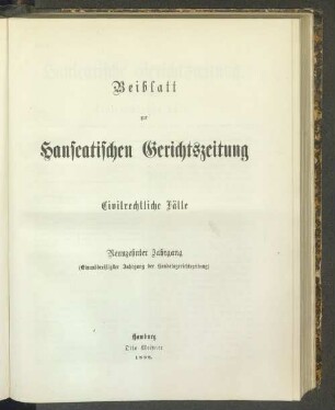Beiblatt zur Hanseatischen Gerichtszeitung