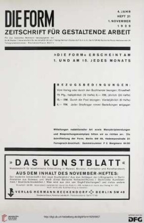 Heft 21 (1. November 1929)