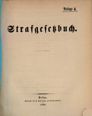 Strafgesetzbuch für das Herzogthum Anhalt