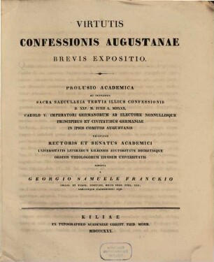 Virtutis confessionis Augustanae brevis expositio