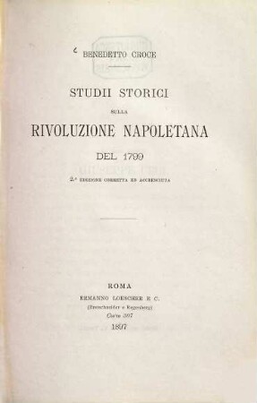Studii storici sulla rivoluzione napoletana del 1799
