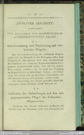 Zwölfter Abschnitt. Vom Aufmarsch mit Abtheilungen in ausserordentlichen Fällen