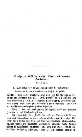 Beiträge zur Geschichte deutscher Schulen und deutscher Schulmänner