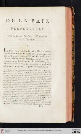 De la paix perpetuelle