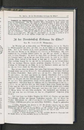 Ist der Bernsteinfluß Eridanus die Eider?