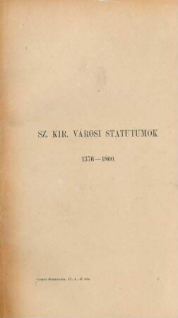 Sz. Kir. varosi statutumok