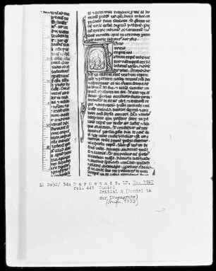 Biblia sacra mit Missale — Initiale A (nno tertio regni) mit Daniel in der Löwengrube, Folio 441recto